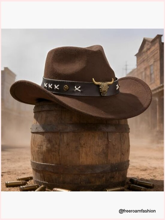 Adjustable Felt Wide Brim Western Cowboy Hat for Parties Unisex main image 6